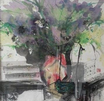Contemporary Abstract Floral Painting - Colorful Modern Work Art