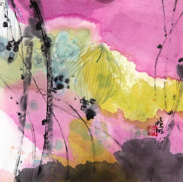 Contemporary Abstract Floral Painting - Colorful Modern Work Art